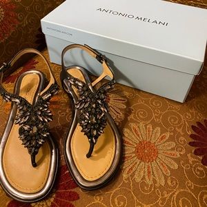 Aleta Jeweled Tstrap Sandals